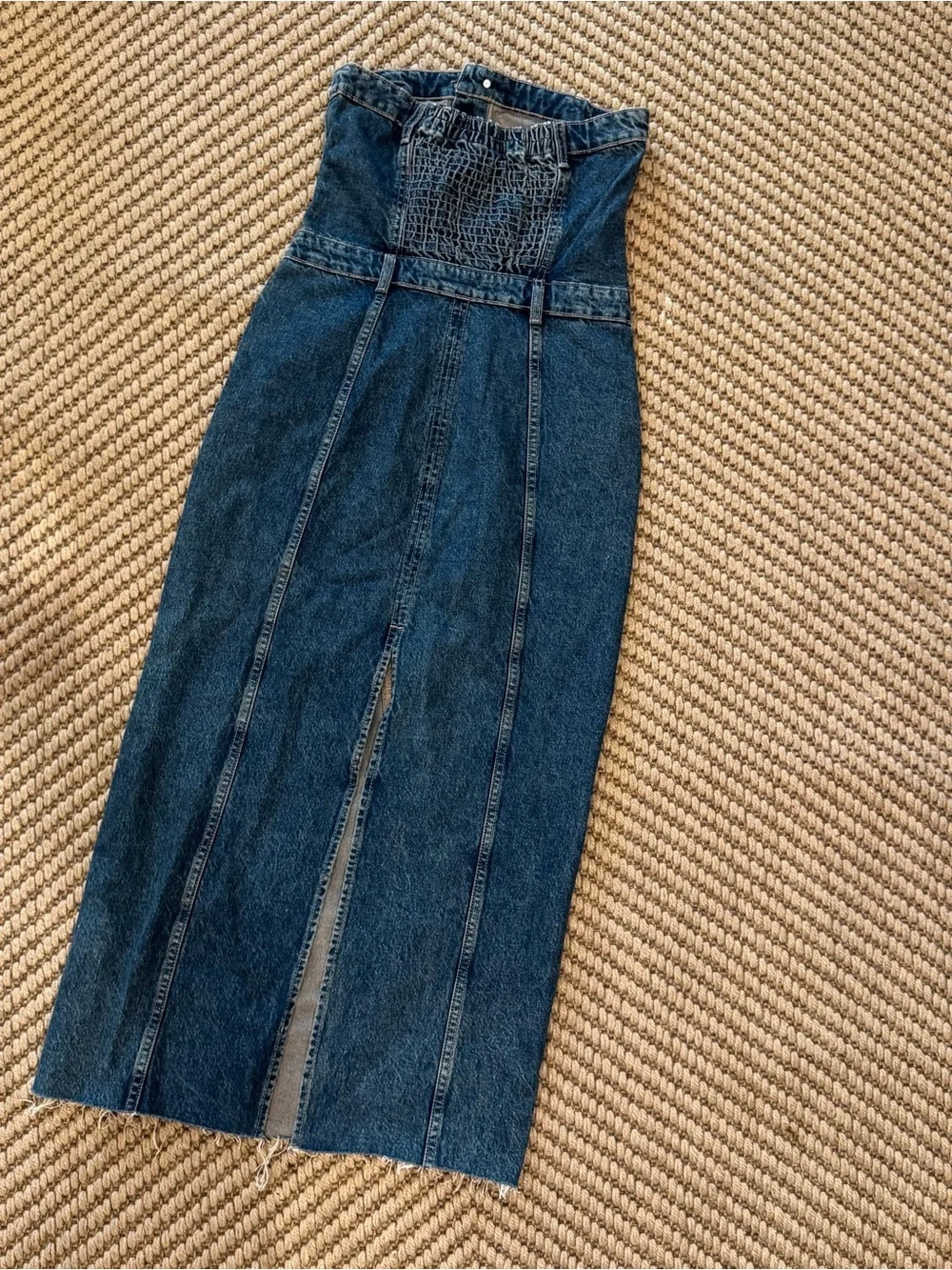 Zara Dark Blue Denim Midi Dress with Buttoned Bust - Picture 3 of 5